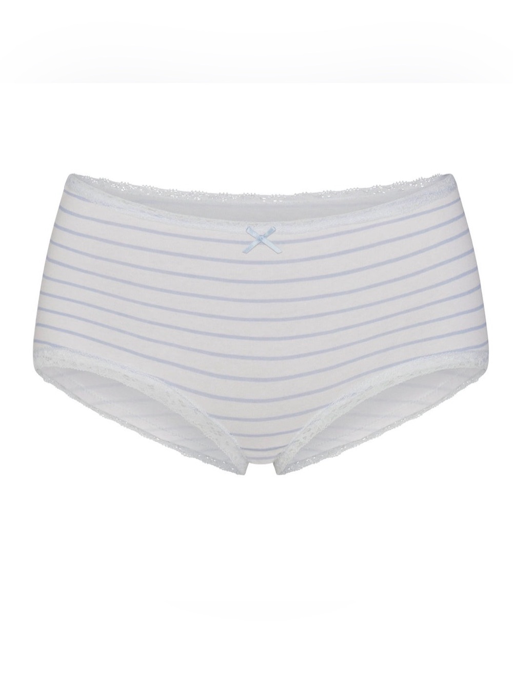🍥SKIMS Lightweight Cotton Lace Trim Boyshort Airspace Laguna Stripe | XS | NWT